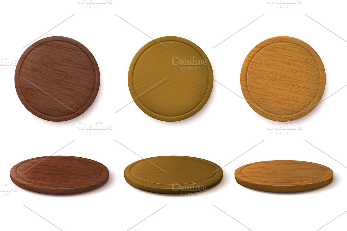 Wooden pizza boards. Round chopping, an Object Illustration by winwin.art