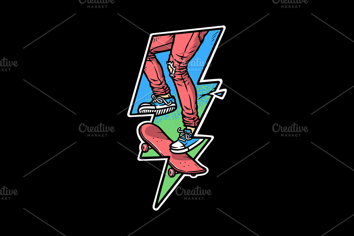 people playing skateboard with light, an Illustration by gunaonedesign (Photo 1 of 4)