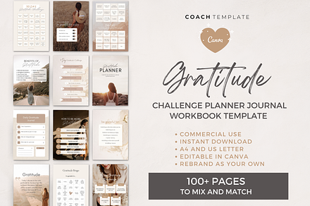Gratitude Planner Journal Template, a Marketing Template by COACHTEMPLATE