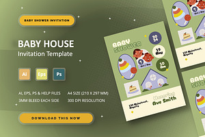 Baby House - Baby Shower Invitation, an Invitation Template by StreaksideStd