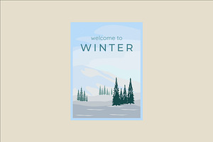 Winter Snow Landscape Poster Vector