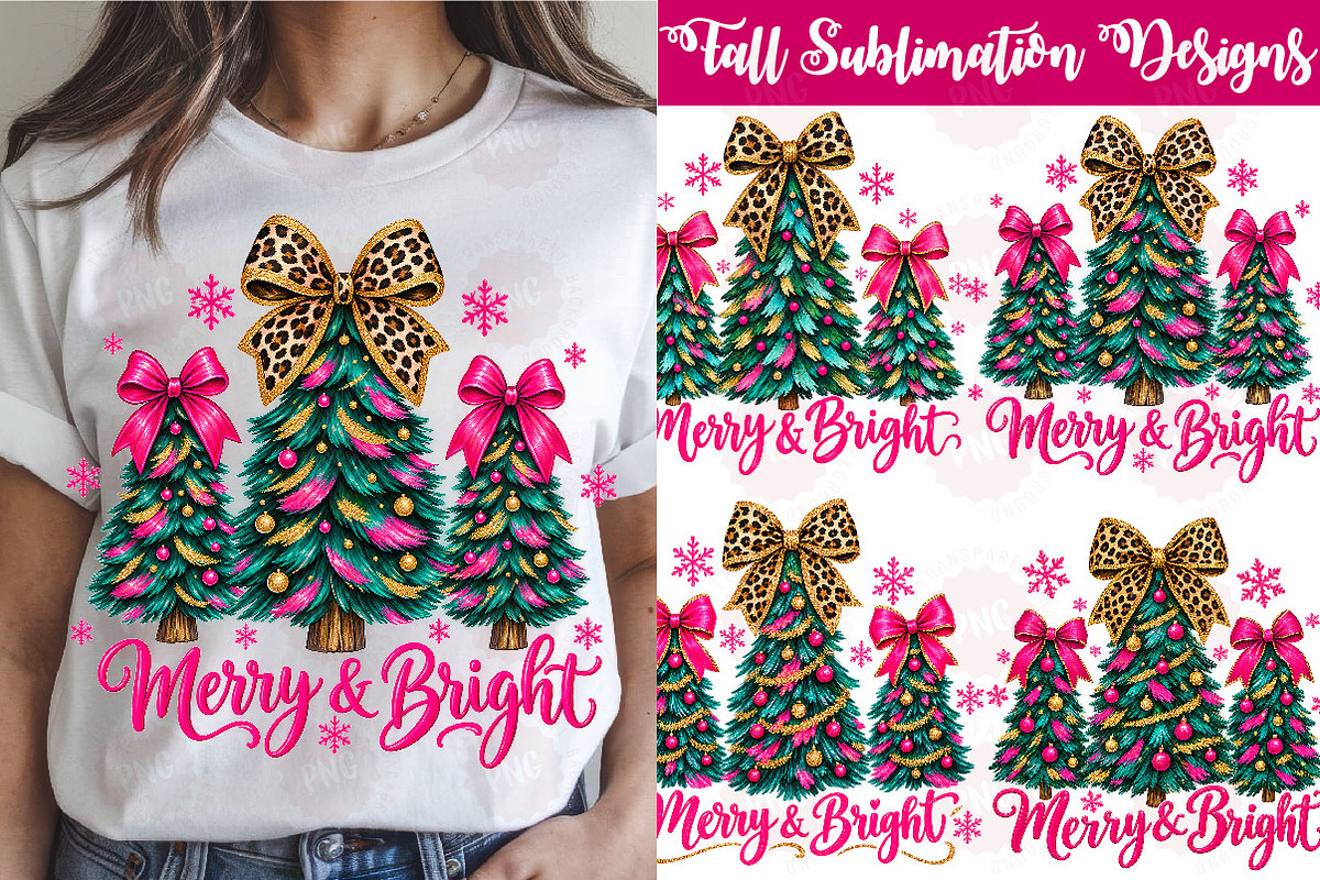 Christmas Merry & Bright Tree PNG, a Work Illustration by SinaCreation (Photo 1 of 6)