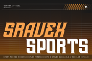 Sravex Sports - Modern Logo Font, a Serif Font by Nirmana Visual (Thumbnail 1 of 12)