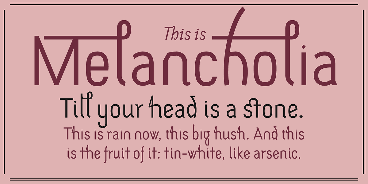 Melancholia, a Sans Serif Font by Barnbrook Fonts (Photo 1 of 6)