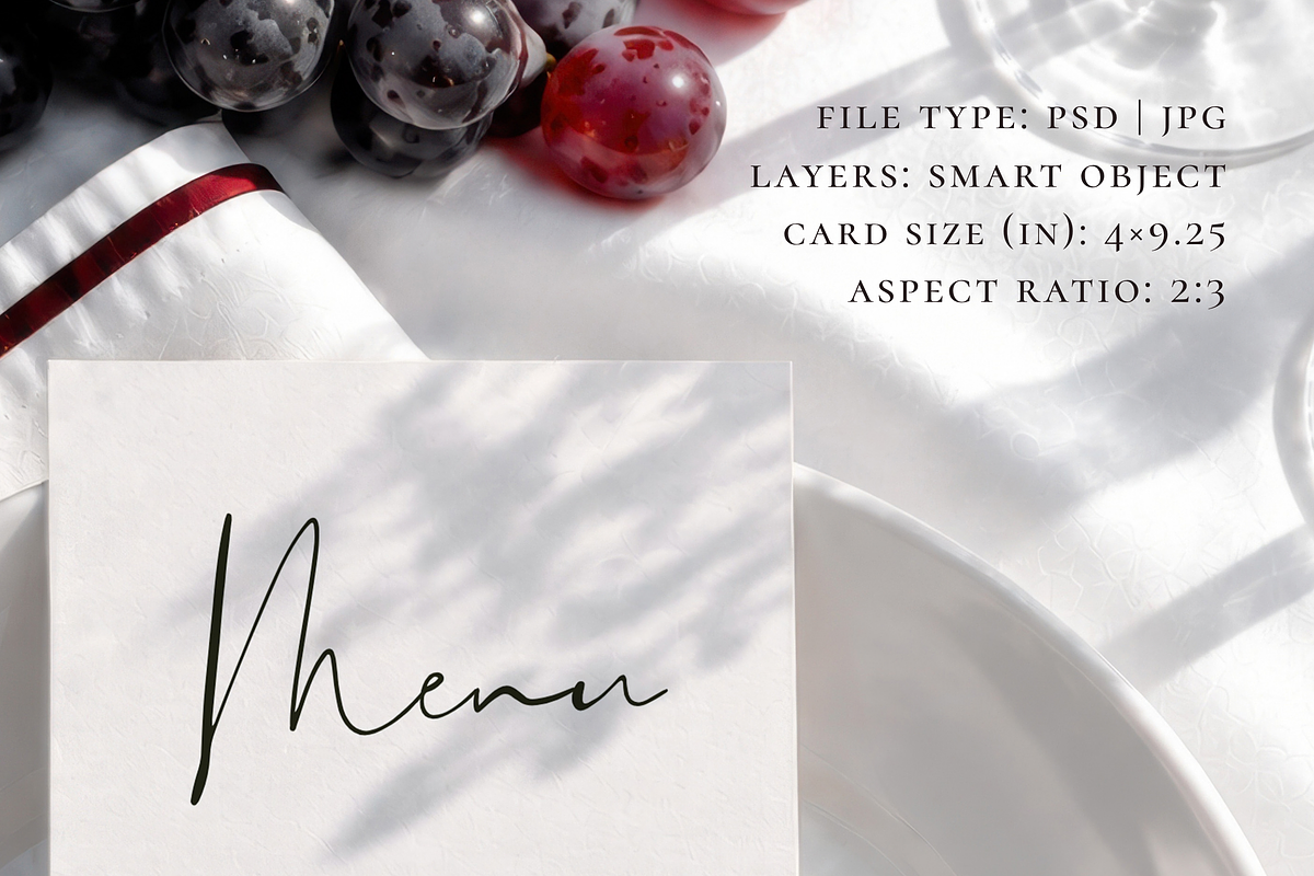 Burgundy Wedding 4x9.25 Menu Mockup, an Advertising Mockup by Serenefeeling (Photo 4 of 7)