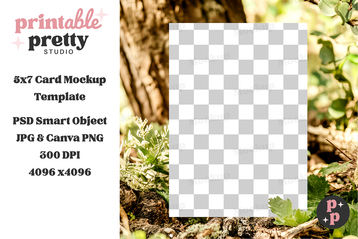 Woodland 5x7 Card Mockup PSD, a Product Mockup by Printable Pretty Studio (Photo 2 of 6)