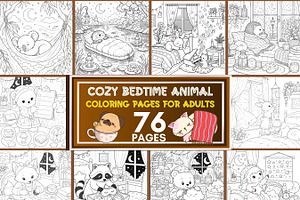 Cozy Bedtime Animal Coloring Page
