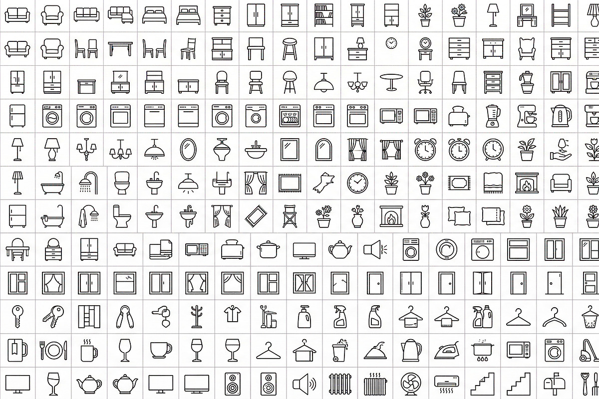 Bundle Pack Home Living Icons, an Outline Icon by adenpinkstore (Photo 4 of 6)