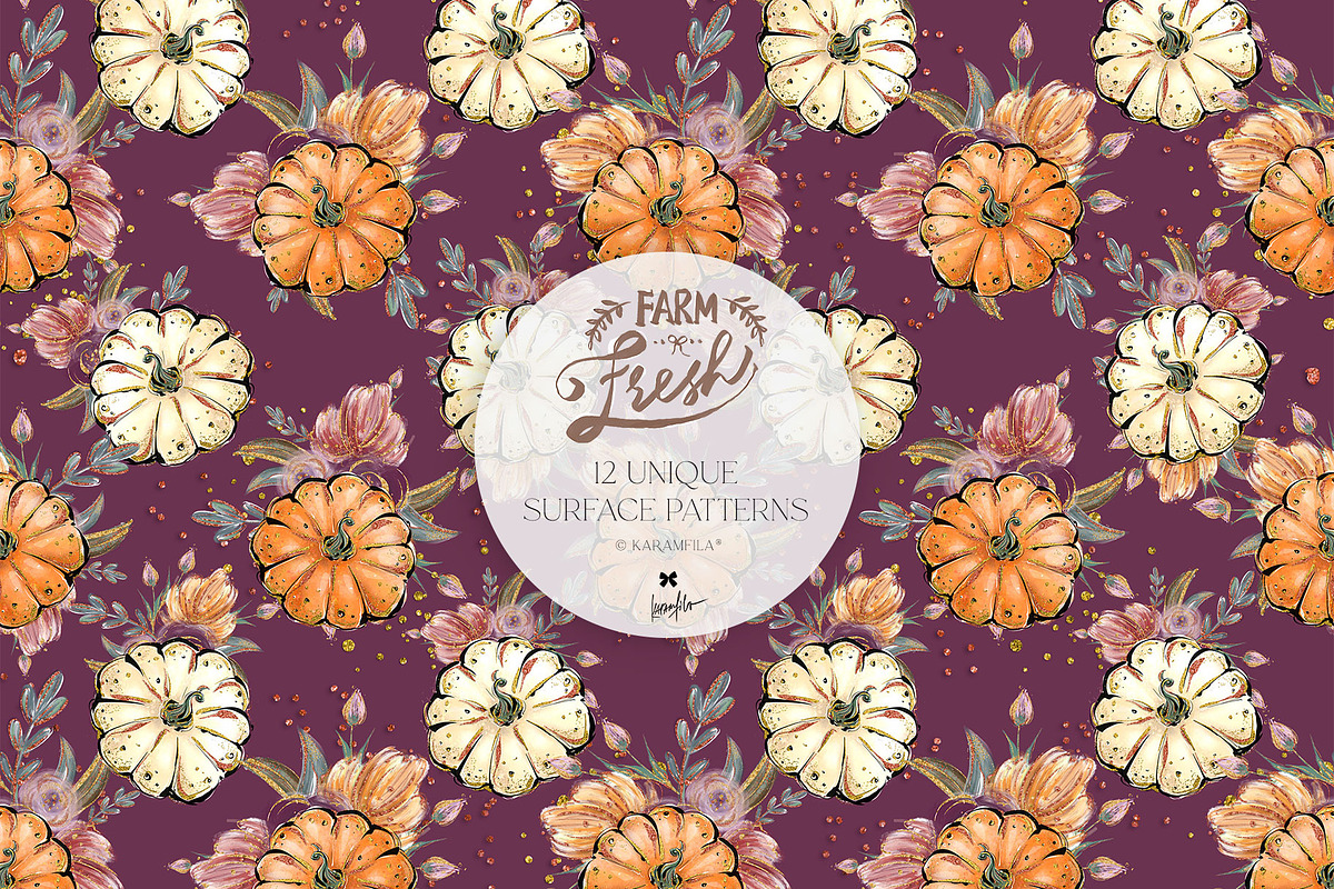 Fall Farm Market Seamless Patterns, a Pattern Graphic by KaramfilaS (Photo 2 of 17)