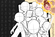 Procreate Foreshortening Chibi Pose, a Brush Add-On by DrawingStoryShop (Thumbnail 1 of 6)