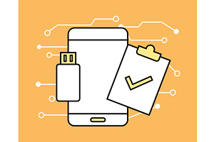 smartphone usb and clipboard, a Technology Illustration by studiogstock