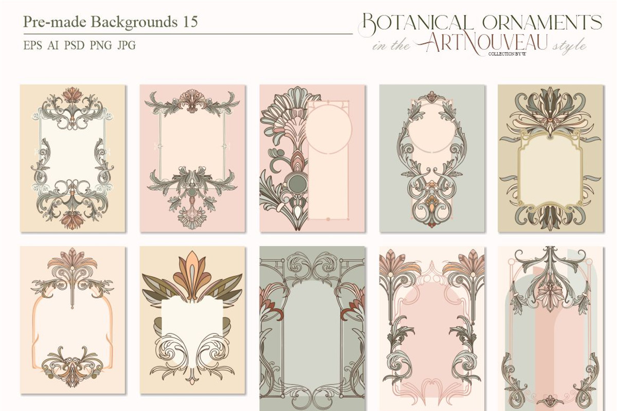 Botanical ornaments Art Nouveau, a Pattern Graphic by Collection by VY (Photo 8 of 9)