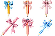 Coquette School Pencil Bow Clipart, an Illustration by DreamArtGraphic (Thumbnail 3 of 5)