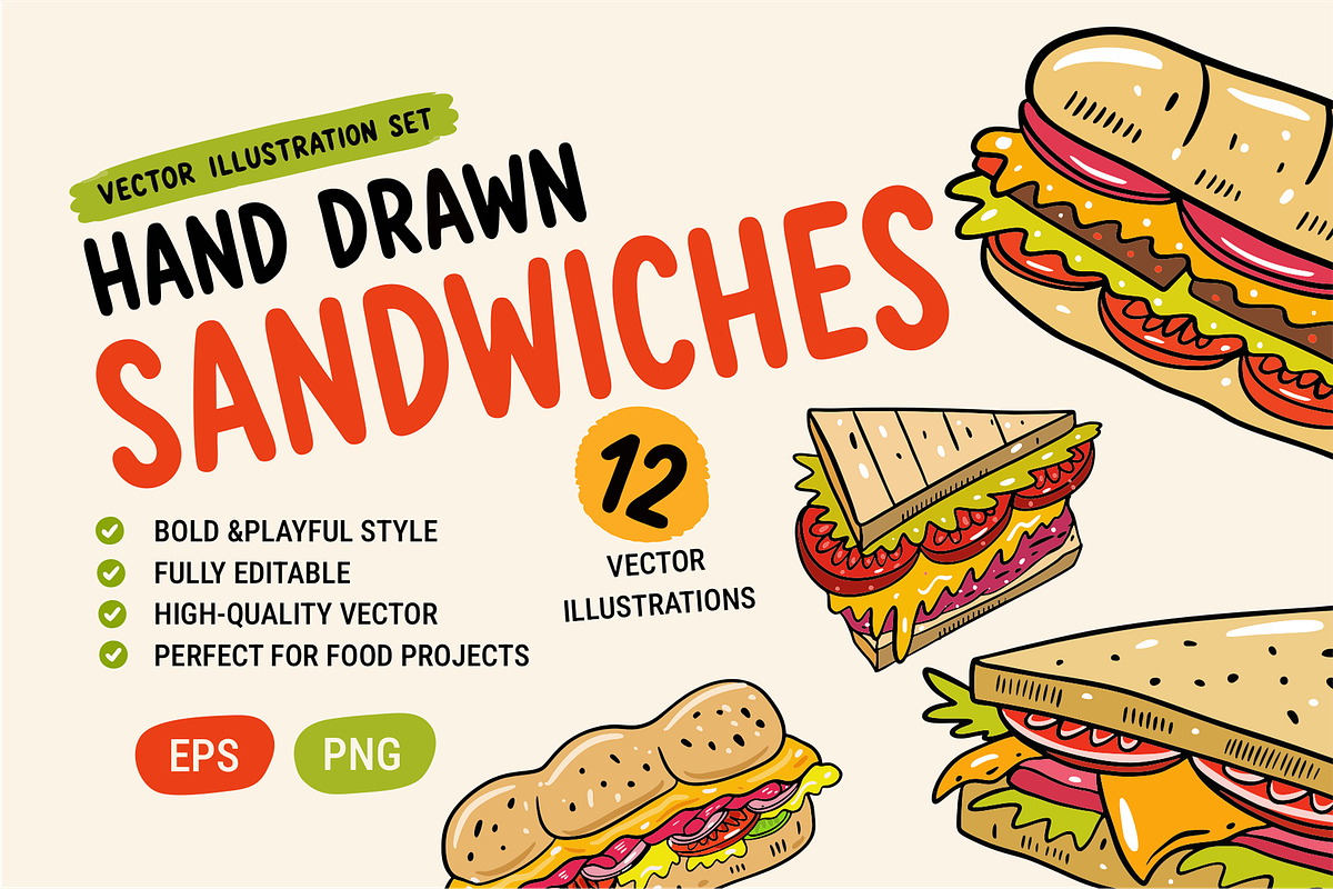 Sandwich Doodles & Food Clipart, a Food Illustration by Oktyabr (Photo 1 of 5)