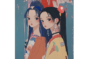Digital painting of two young Asian, an Object Illustration by Lermont51