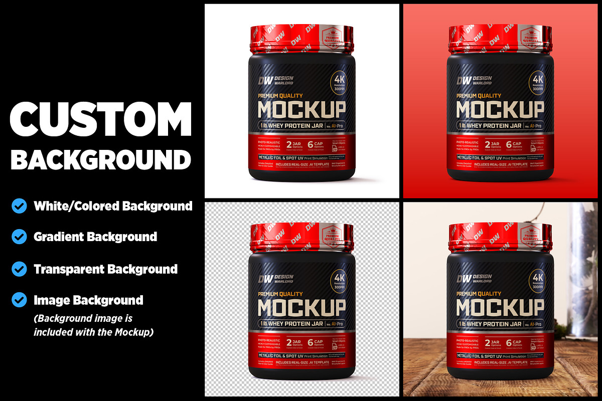 1lb Whey Protein Jar Mockup A1-Pro, a Packaging Mockup by Design Warlord (Photo 11 of 16)