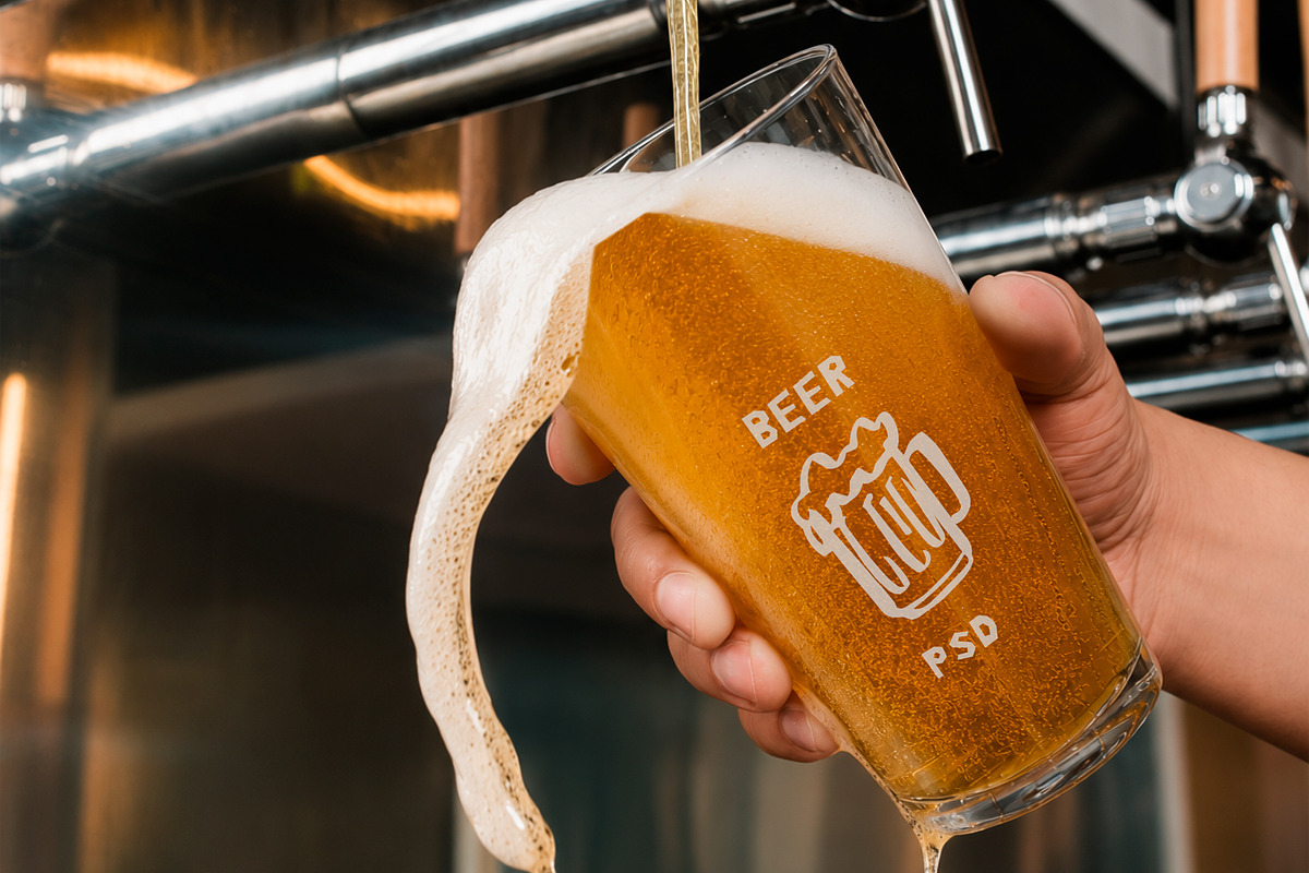 Draft Beer Pint Glass Mockup, a Cups & Container Mockup by The Rose Project (Photo 1 of 3)