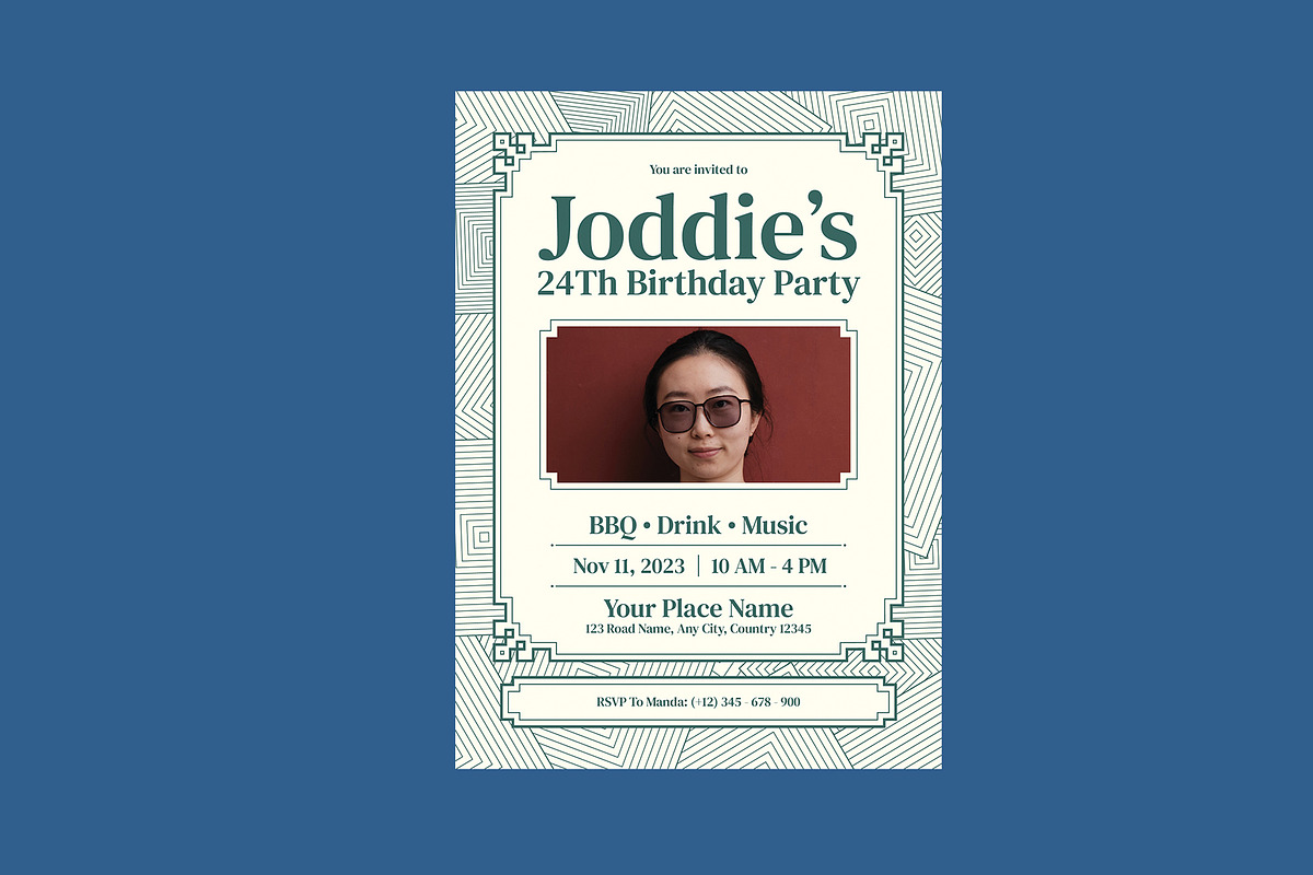 Classic Frame Birthday Invitation, a Card Template by Neermana (Photo 1 of 4)