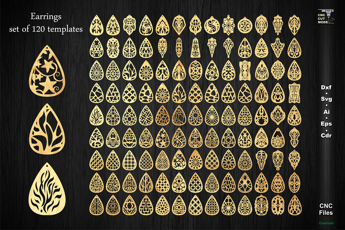 120 Svg Earrings laser cut template, a Graphic by CncCutModel (Photo 1 of 4)