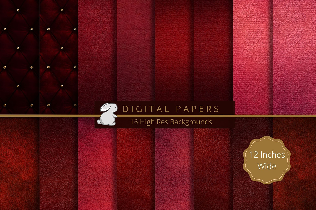 Scarlet Leather Digital Paper, a Texture Illustration by Kandace Lalo Designs (Photo 1 of 3)