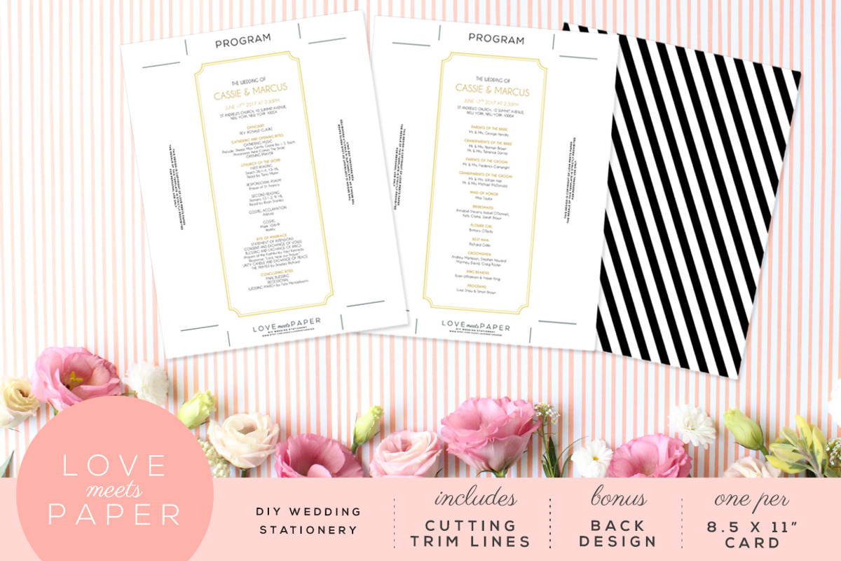 Wedding Program Template P1001, a Stationery Template by Love Meets Paper (Photo 2 of 2)