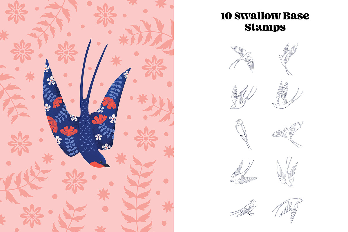 Swallow Birds Creator for Procreate, a Brush Add-On by Pencil Twist (Photo 3 of 11)