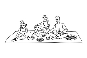 fun beach picnic friends vector, a Person Illustration by pikepicture