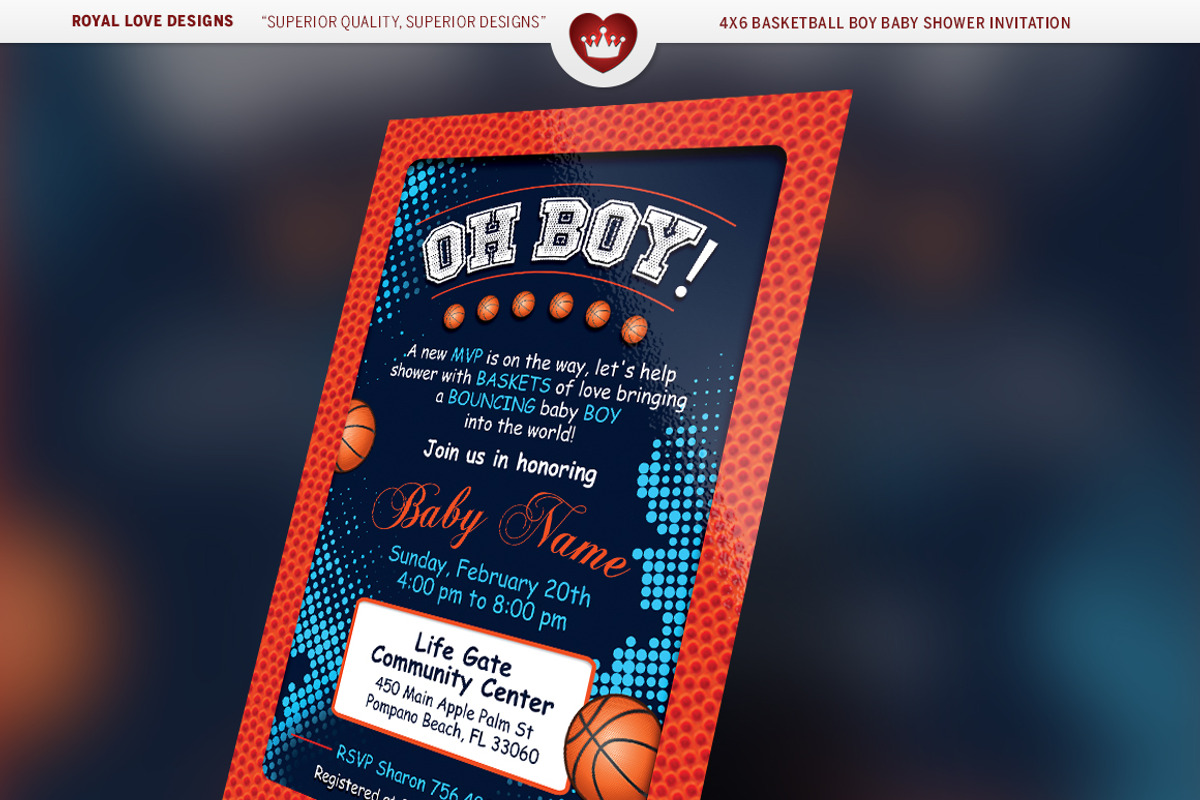 Basketball Boy Baby Shower Bundle, a Card Template by Royallove (Photo 1 of 4)