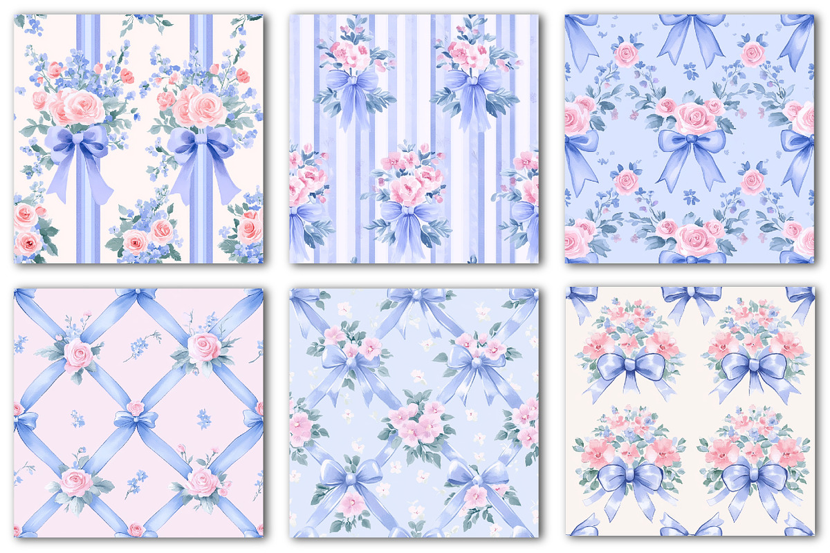 Floral Ribbonerie Seamless Patterns, a Texture Illustration by Dream Creation (Photo 5 of 6)