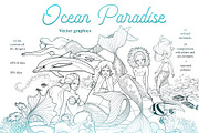 Ocean Paradise - vector mermaids, an Animal Illustration by Ekaterina Glazkova (Thumbnail 1 of 5)