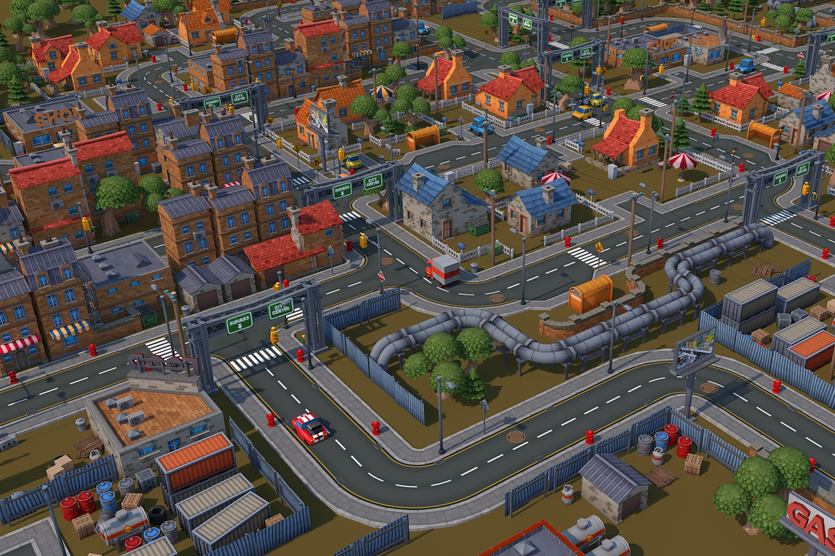 Low Poly Cartoon City Pack, an Architecture 3D Model by multimedia4ds (Photo 1 of 9)