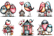 Whimsical Birds with House Clipart, an Illustration by CraftArtStudio (Thumbnail 5 of 6)