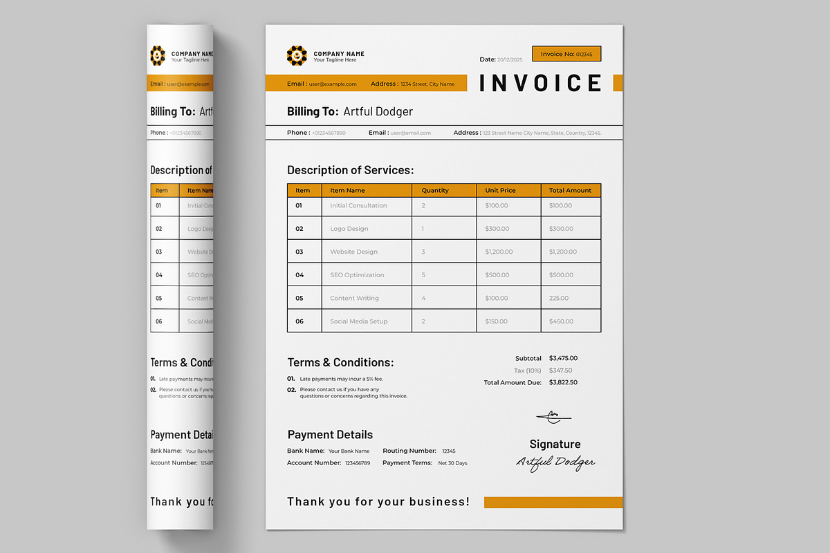 Invoice Template Layout, a Stationery Template by ContestDesign (Photo 3 of 3)