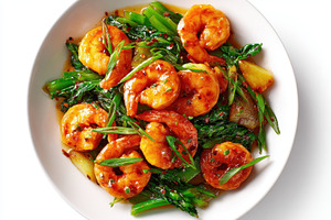 Delicious Shrimp Stir-fry with Bok C, a Photo by Pixeness Studio