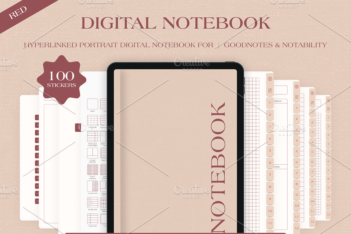 Digital Notebook For Goodnotes, a Stationery Template by Digital_Mind (Photo 1 of 10)