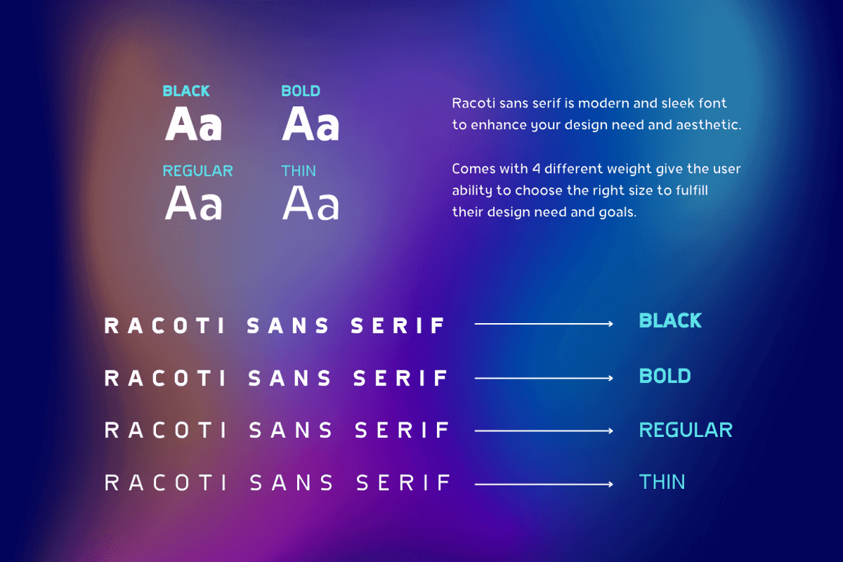 Racoti, a Sans Serif Font by twinstd (Photo 5 of 11)