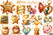 Golden Mother's Day Clipart, an Illustration by DreamCafeArt (Thumbnail 1 of 6)