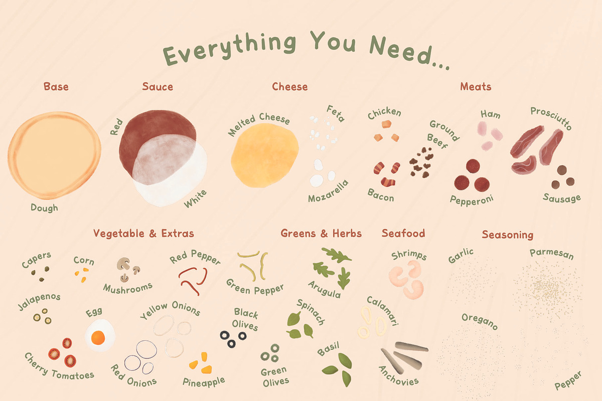 Pizza Builder Kit – Illustrated, a Food Illustration by Jelena Sardi (Photo 5 of 9)