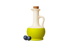 Olive oil jar 3d icon. Decanter of, a Food Illustration by Valerie Bodnar