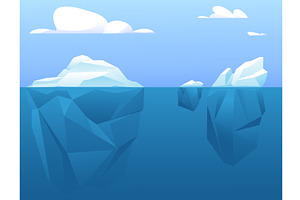 Large and small icebergs with big, an Illustration by Vectorbuum