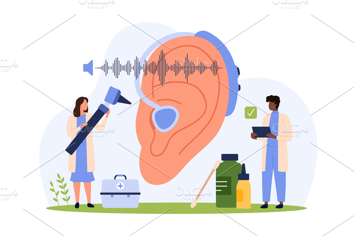 Hearing disease, deafness, diagnosis, a Person Illustration by Flashvector