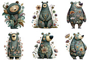 Whimsical Animal Floral Bear Clipart, an Illustration by CraftArtStudio (Thumbnail 5 of 6)