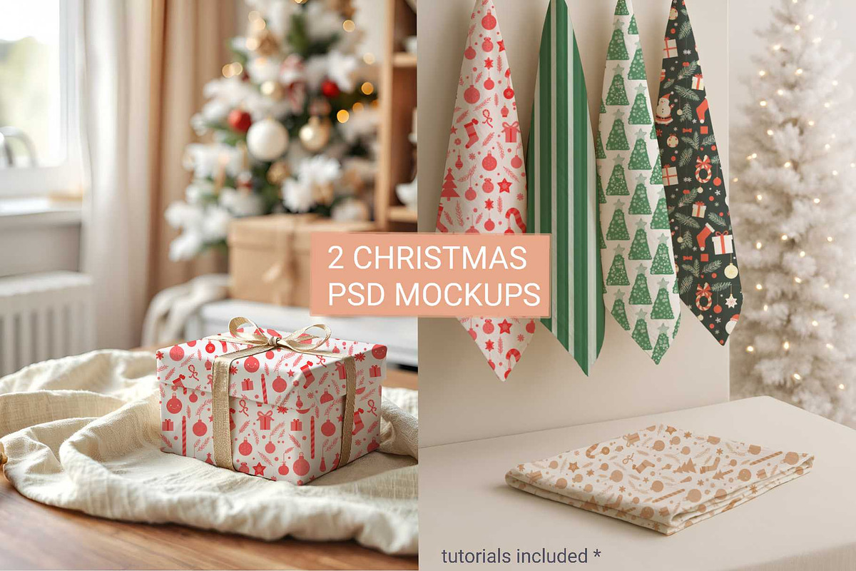 Two Christmas MOCKUPS BUNDLE PSD, a Merchandise Mockup by jenartstudio (Photo 1 of 2)