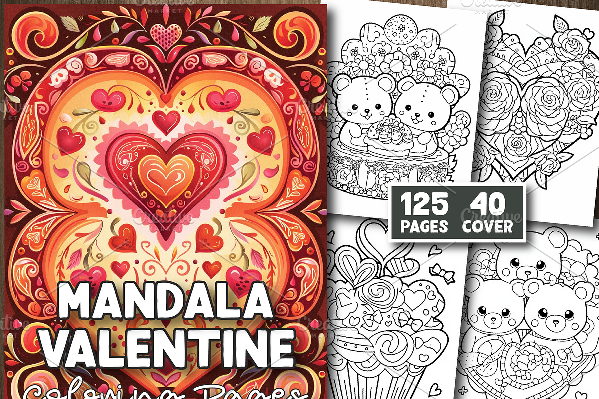 Mandala Valentine Coloring Pages, a Seasonal Illustration by Design Station (Photo 1 of 5)