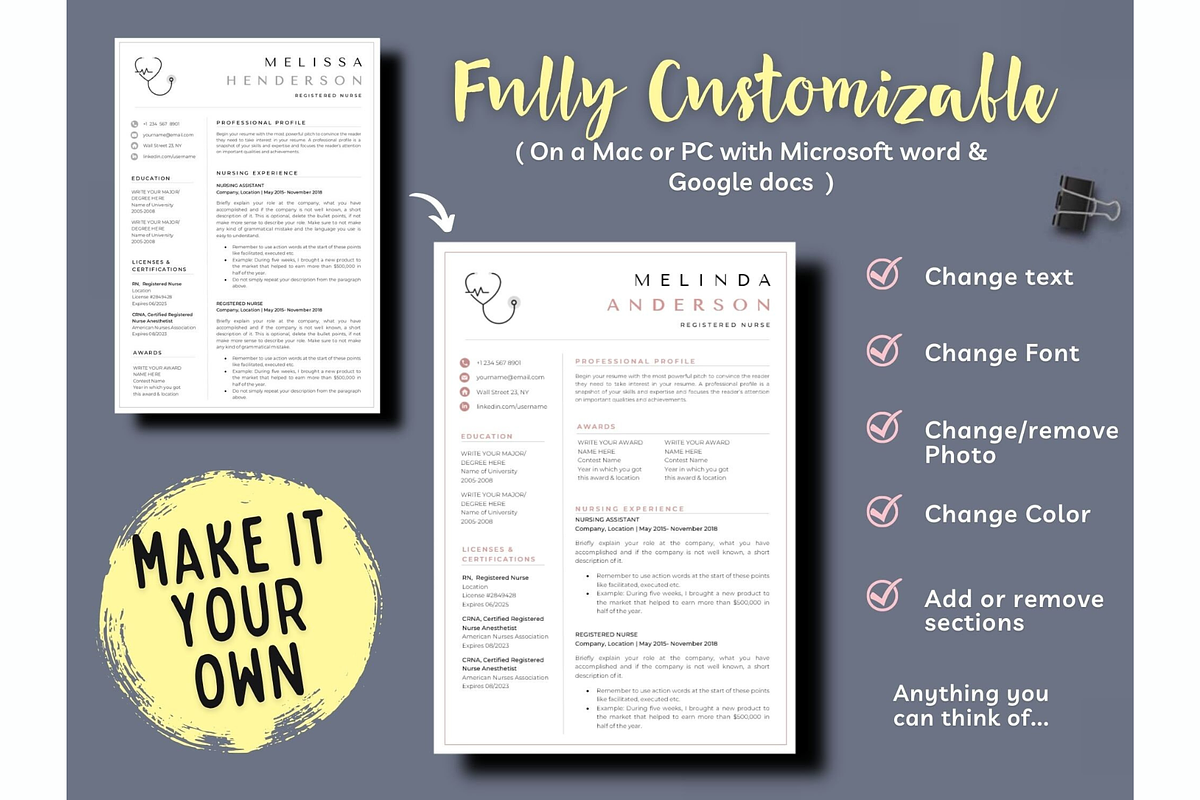 Registered nurse resume template, cv, a Resume Template by Climbwithelevator (Photo 5 of 11)