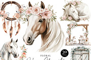 Watercolor Floral Horse Clipart, an Animal Illustration by Design Scotch (Thumbnail 1 of 8)