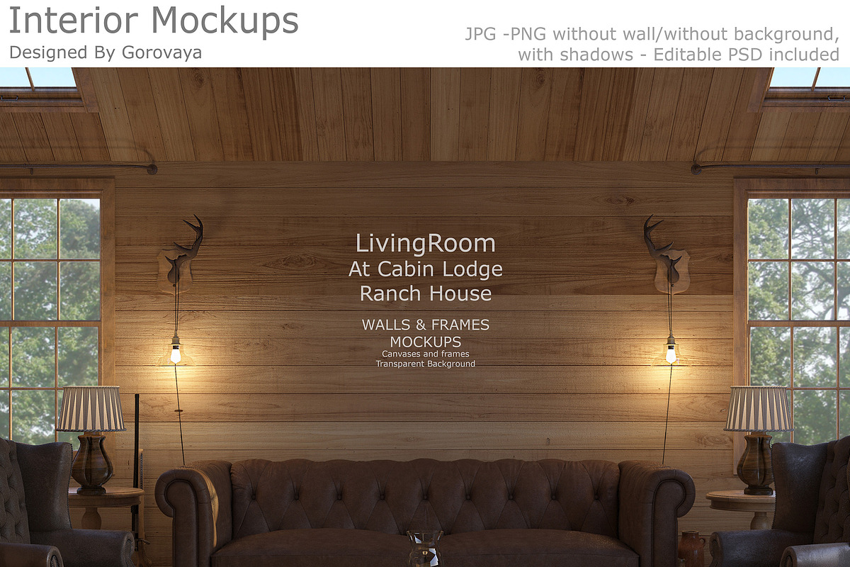 Interior Mockup, Ranch Cabin Log, a Household Mockup by Designed By Gorovaya (Photo 1 of 5)