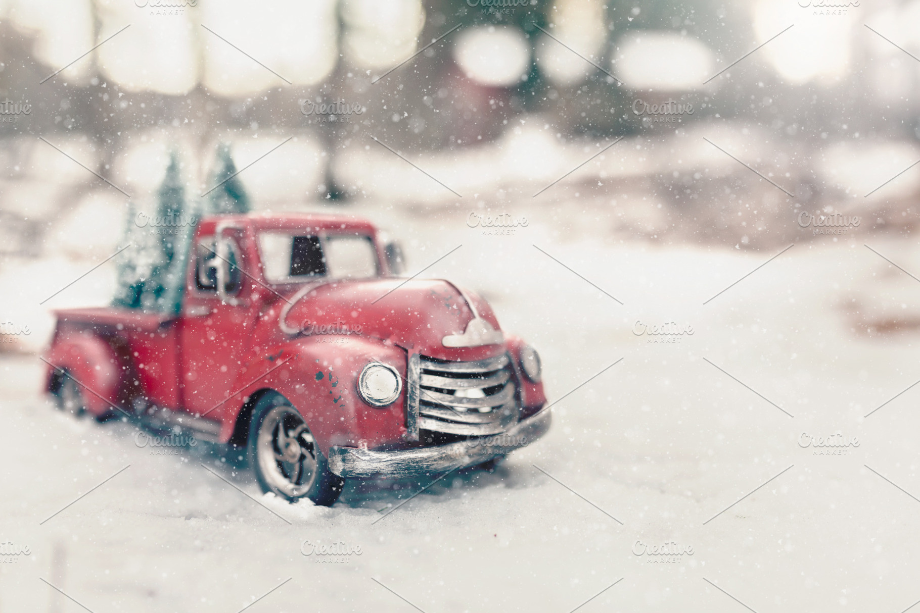 01 vintage red truck christmas tree containing antique, vintage, and holiday, a Holiday Photo by Nancy Hebert Photography