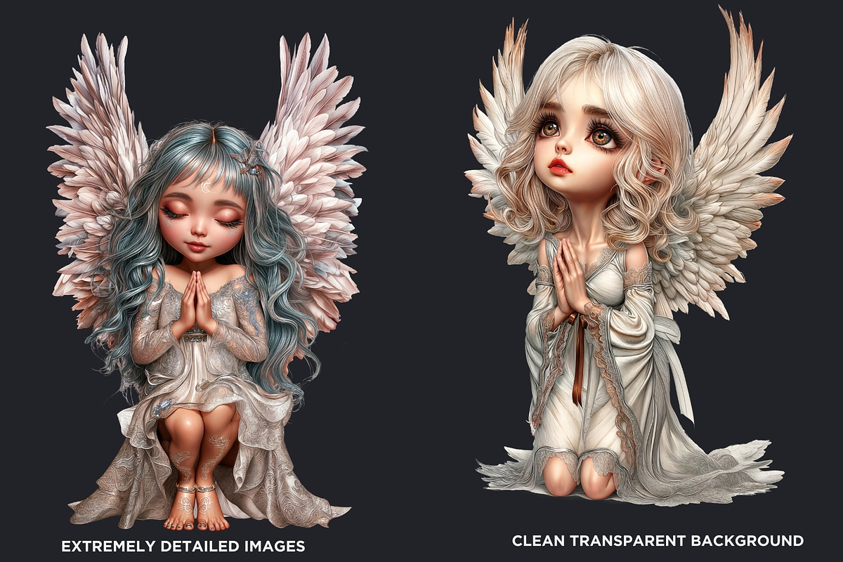 Little angels praying clipart set, a Person Illustration by ThatsDesignArt (Photo 3 of 10)