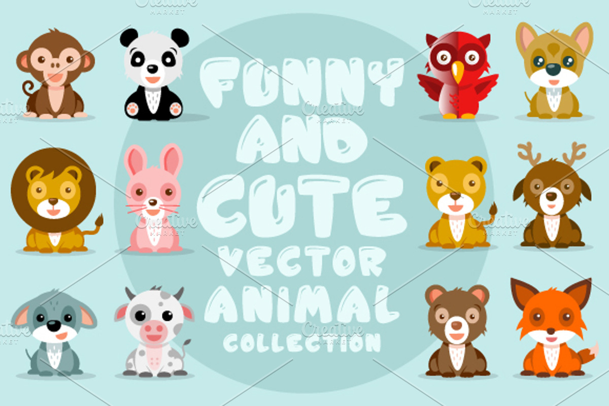 Funny Cartoon Animal Collection, an Animal Illustration by Garden Project